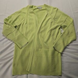 Liz Claiborne Cardigan Sweater Women PXL Lime Green Rib Knit Granny Cottage Core